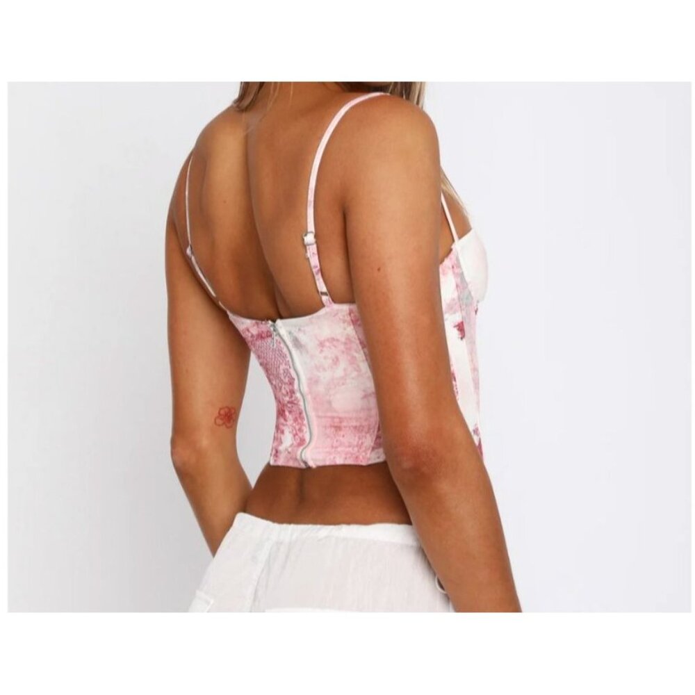 White Fox In the Morning Bustier Primrose Pink Medium Coquette Feminine - Picture 2 of 14
